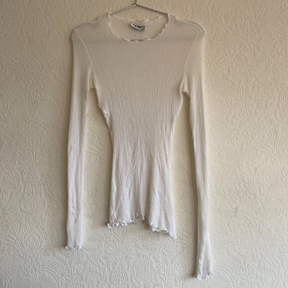 Pristine vintage BCBG lettuce trim tight sheer top - Picture 1 of 6